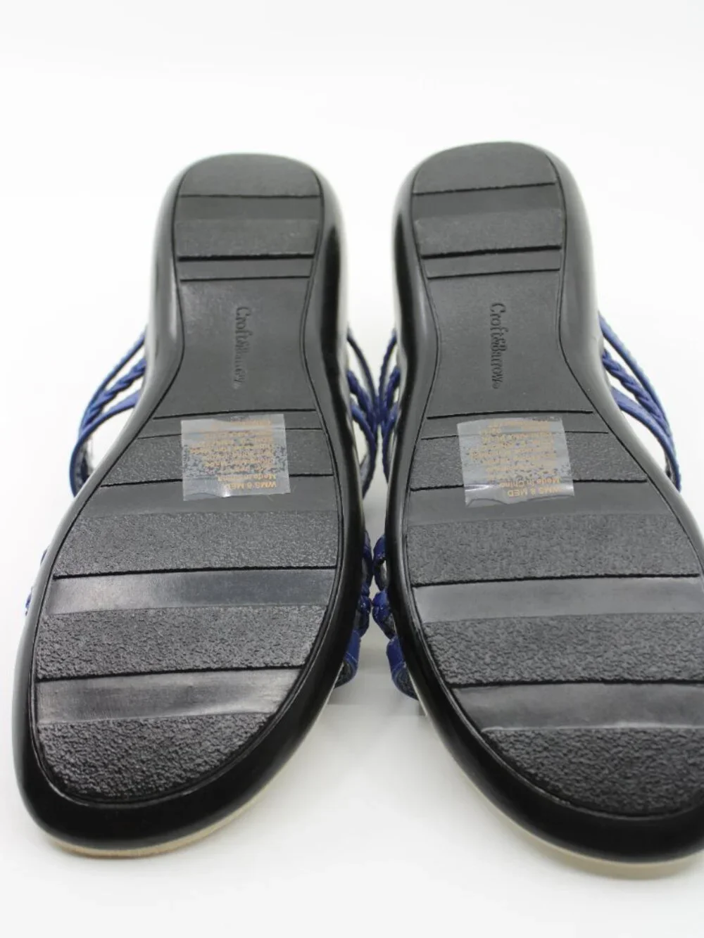 Croft &Barrow NWT Women Sandals Navy 8M Slip on Cushion Casual Open Toe Wedge